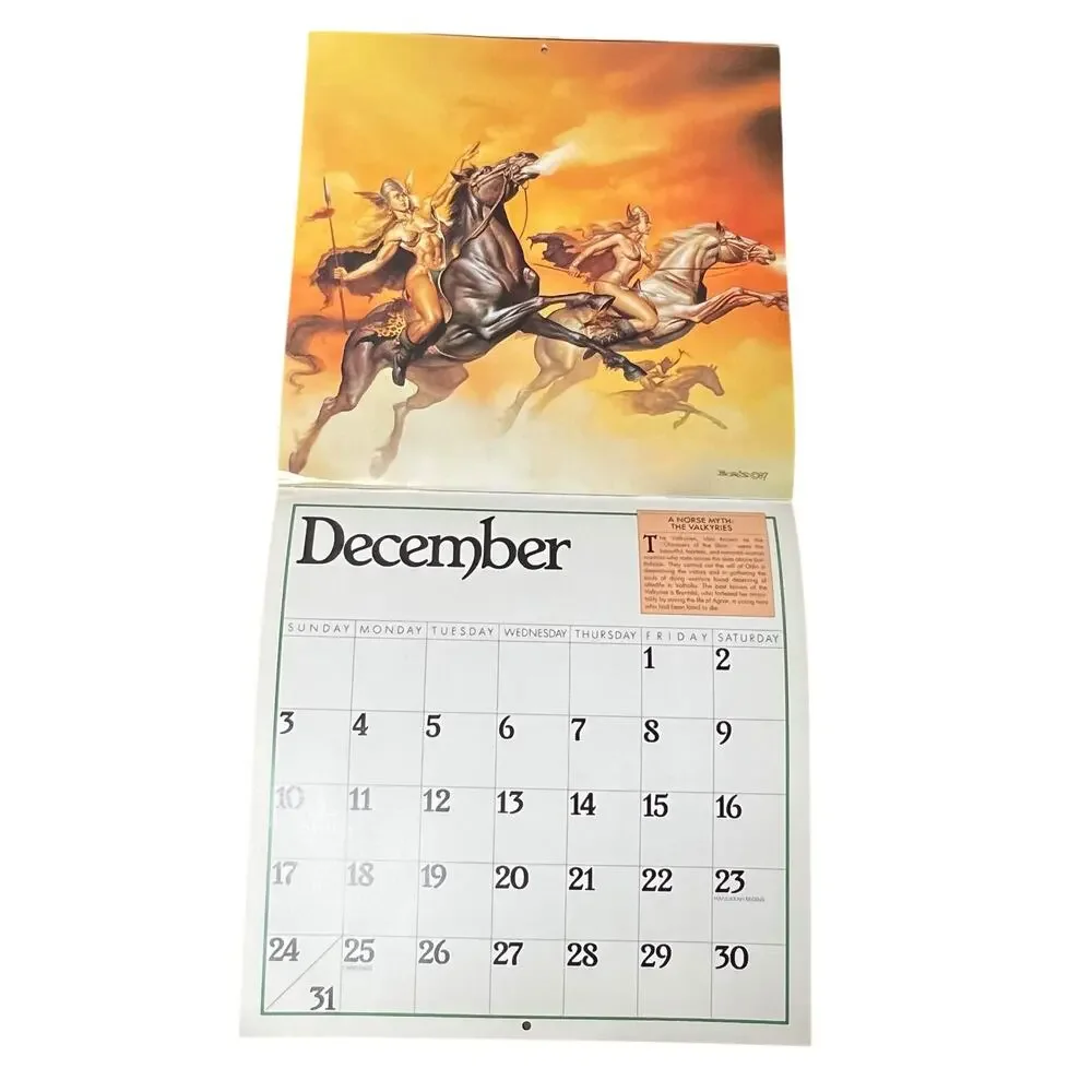 1989 Boris Vallejo Mythology Calendar Unused same dates again in 2034